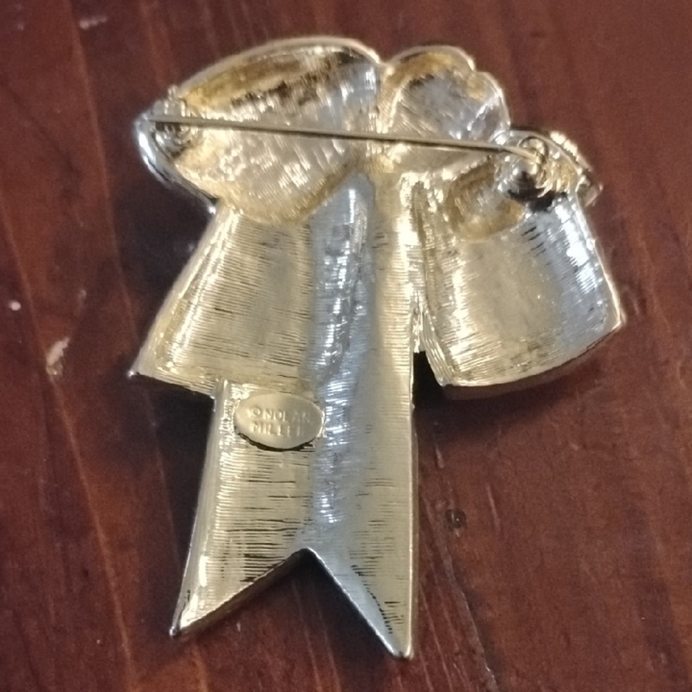 Sparkling " Norman Miller"Gold and Silver Bow Brooch Stamped. - Picture 2 of 5